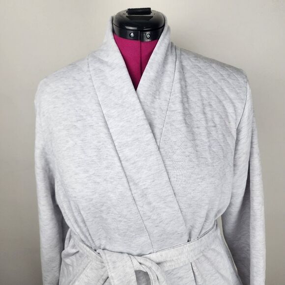 NWT Daydream by Berkshire Quilted Robe Light Grey Pockets Cotton Blend Size L - Picture 15 of 15